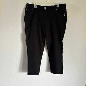 Sabrina‎ Lauren Cropped Pants Rhinestone Embellished Black Trousers 20W